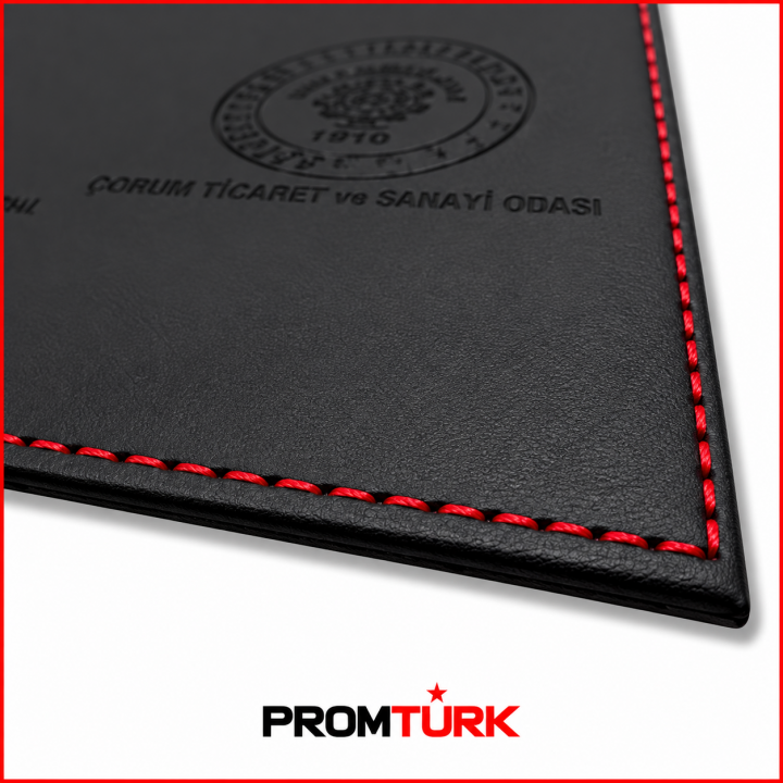 Siyah suni deri dikişli logo baskılı promosyon ruhsat kabı toptan kurumsal araç evrak kılıfı